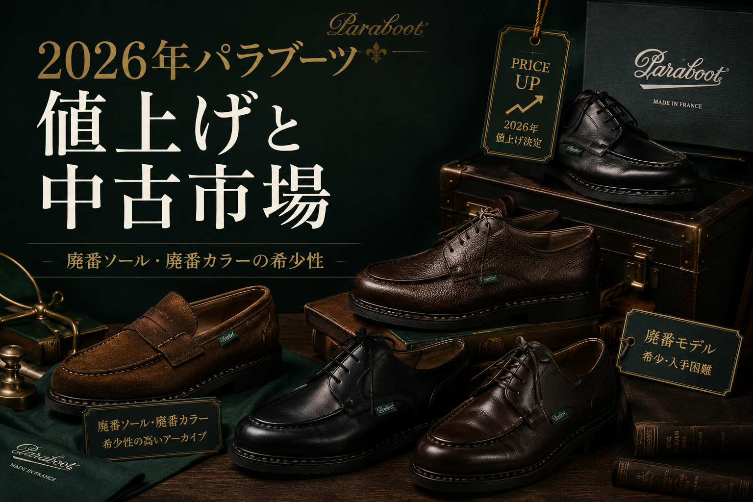 2026年パラブーツ値上げと中古市場｜廃番ソール・廃番カラーの希少性が