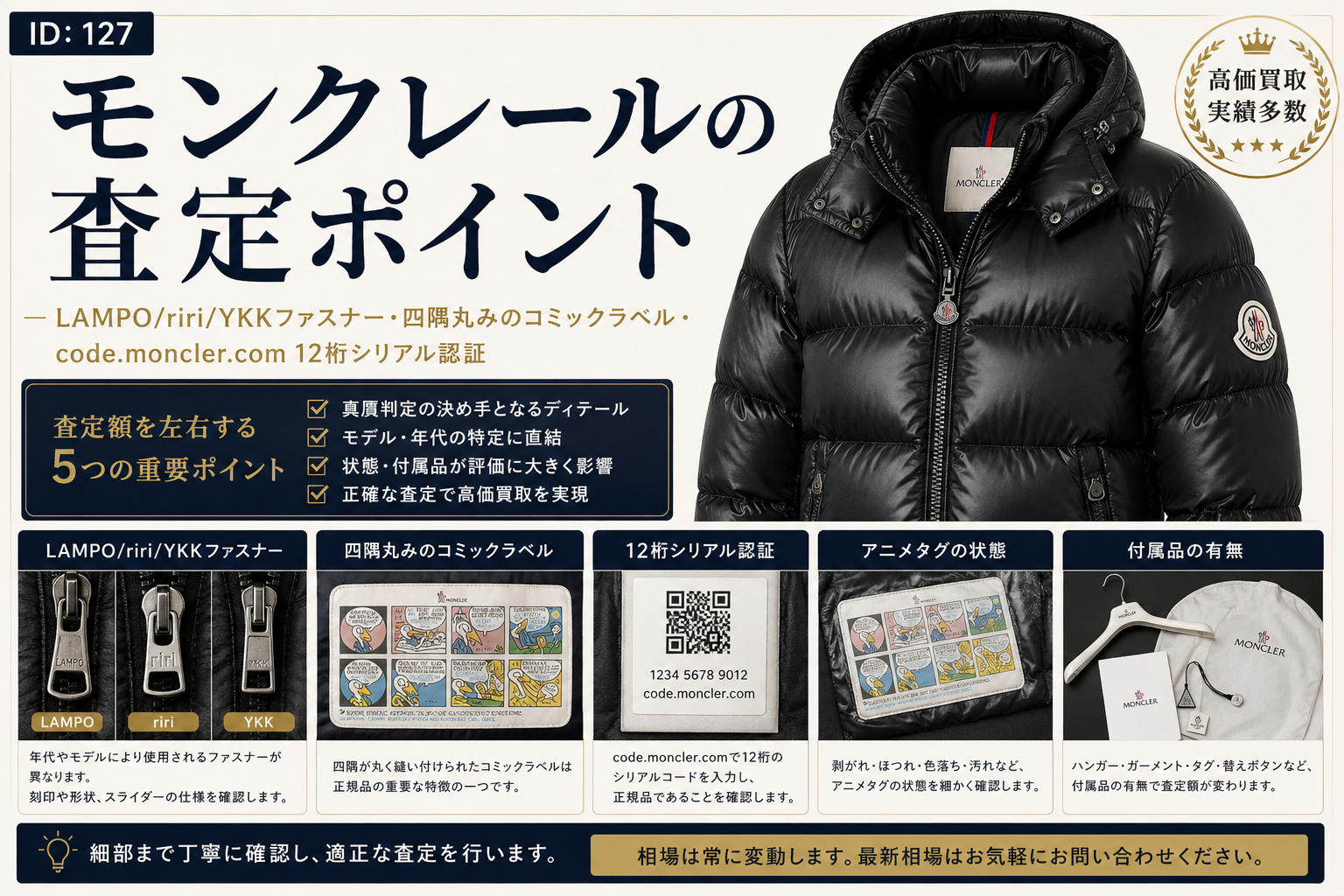 モンクレールの査定ポイント｜ファスナー・ワッペン・シリアルで決まる